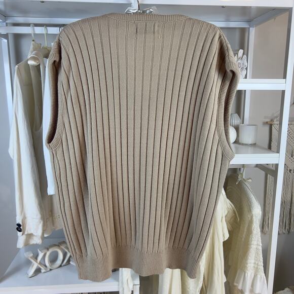 London Fog Men's Size 2XLT tan ribbed sweater vest- masculine, androgynous #3097 - Picture 2 of 5